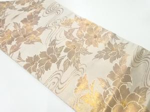 流水に草花模様織出し名古屋帯